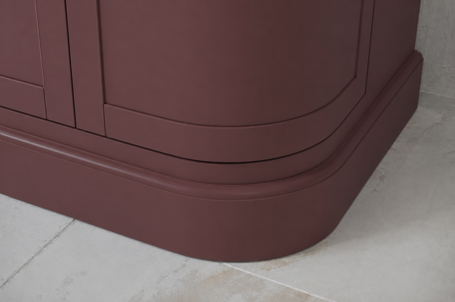 Burgundy Basin Vanity Unit with Curved Design